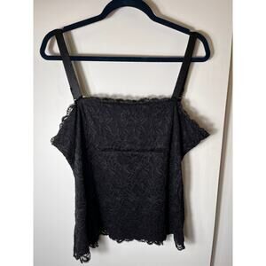Black Lace Cami Tank Top Women’s Size XL Lined Adjustable Spaghetti Straps